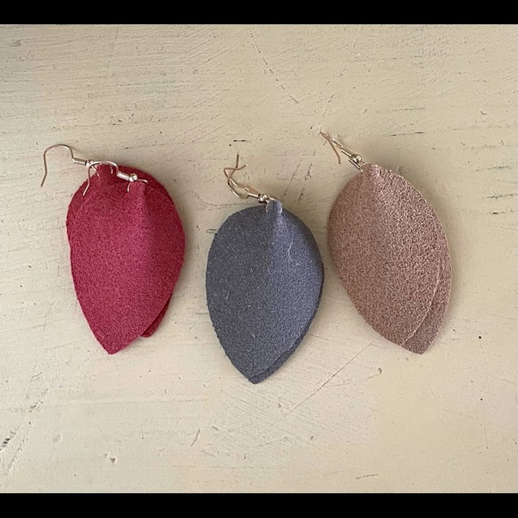 Leather Earrings 3 Pairs - Picture 5 of 5